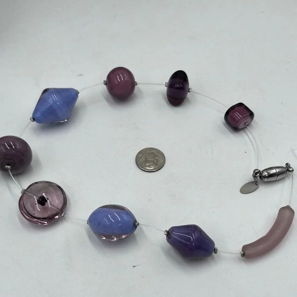 Sent Designers Marina Susanna Murano Handmade Purple‎ Italy Handcrafted Necklace